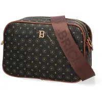 Briciole Bricioles Seraphina Lux Umhängetasche Damen Schwarz und Braun mit Reißverschluss Black + Brown UNICA 22x15x9 cm 4160-BLACK_BROWN