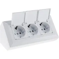 Chilitec 3-fach Steckdosenblock weiß 250V/ 16A Aufbaumontage mit Klappen