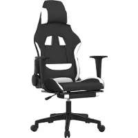 Syfax Gaming-Stuhl mit Fußstütze Schwarz und Weiß Stoff