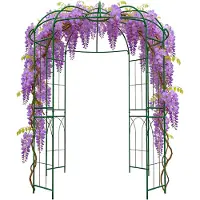 Relaxdays Rosenpavillon Metall, HBT 275x211x211 cm, Rankhilfe Kletterpflanzen, Garten, Rankpavillon begehbar, dunkelgrün
