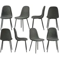 Meubles Cosy 8er-Set Esszimmerstühle mit weichem, grauem Stoffbezug – bequeme skandinavische Stühle mit passenden Metallbeinen – CHARLTON