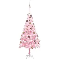 Syfax Künstlicher Weihnachtsbaum mit Beleuchtung & Kugeln Rosa 180cm