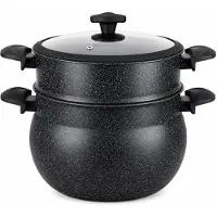 ROYAL SWISS Couscoussiere 10L Edelstahl Dampfgarer Induktionsgeeignet mit Glasdeckel