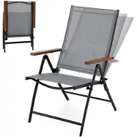 Costway Gartenstühle Hochlehner 2er Set, Klappstühle mit 5-Fach verstellbarer Rückenlehne, Balkonstühle bis 150kg, Terrassenstühle wetterfest klappbar