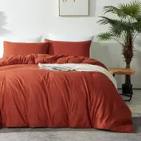 OEM Terracotta 140 x 200 cm, 2-teiliges, 100% Mikrofaser, einfarbiges, Bettwäscheset mit 1 Kissenbezug 70 x 90 cm, orangefarbenes Bettwäschegarnitur mit Reißverschluss, weich und wasserdicht