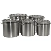 GVK Kochtopf aus Edelstahl mit Randverstärkung und Deckel Ø24 cm Höhe 13,5 cm 6,3 Liter