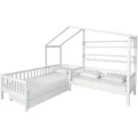 Kondela Kinderbett mit Lattenrost für 2 Kinder Enola 90x200+70x140 - weiß