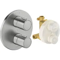 Duravit Fertigmontageset UP-THM, Ros. rund, Edelstahl gebürstet
