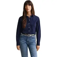Gant für Damen. 4300348 Klassisches Regular Fit Hemd aus marineblauem Popeline (38), Lässig, Baumwolle, Langarm