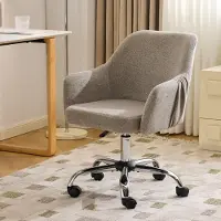 Alightup Schreibtischstuhl mit Armlehnen, Drehstuhl mit Rollen, Polsterstuhl,Hellbraun