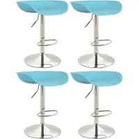 CLP 4er Set Barhocker Anaheim Kunststoff I Thekenhocker Mit Trompetenfuß I Barstühle Mit Fußstütze I Thekenstühle, Farbe: blau, Gestellfarbe: chrom