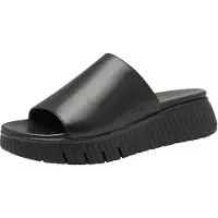 Tamaris Comfort Damen Pantoletten aus Leder Plateau, Schwarz (Black), 41 EU