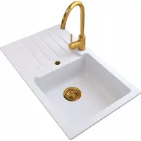 Granitan - Granitspüle - Küchenspüle - Gold - mit Abtropffläche - TRIX