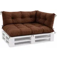 VBChome Palettenkissen 120x80 120x40 70x40cm Europaletten Möbel Palettenauflage Garten Balkon 12 Farben mit Schaumstoffflocken Füllung Braun 3-TLG Set