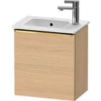 Duravit D-Neo Waschtischunterbau wandhängend, 410x440x274mm, eine Tür, Türanschlag Rechts, mit Griff Gold poliert, DE4259R34300000, Farbe: Natur Eiche Matt Dekor