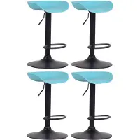 CLP 4er Set Barhocker Anaheim Kunststoff I Thekenhocker Mit Trompetenfuß I Barstühle Mit Fußstütze I Thekenstühle, Farbe: blau, Gestellfarbe: schwarz