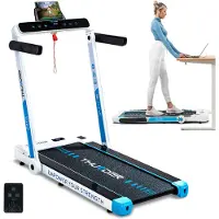 Thunder RACE-WHITE Laufband 14 km/h klappbar Walking Pad 2 PS bis 130 kg LED Bluetooth App Heimtrainer