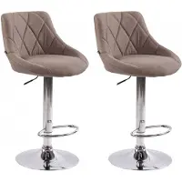 CLP 2er Set Barhocker Lazio Mit Stoffbezug I Höhenverstellbarer Und Drehbarer Hocker Mit Fußstütze In Chrom-Optik, Farbe: taupe