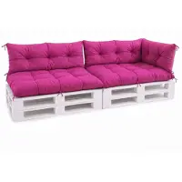 VBChome Palettenkissen 120x80 120x40 70x40 cm für Europaletten Möbel Palettenauflage Garten 12 Farben mit Schaumstoffflocken Füllung Rosa 5-TLG Set