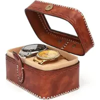 OEM Luxus Ledertasche Reise Uhr Reisefach Schmuck Display Koffer Münzbeutel Braun OT727LE2 Geschäft Geschenk