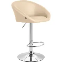 CLP Barhocker Miami V2 Mit Hochwertiger Polsterung Und Kunstlederbezug I Höhenverstellbarer Und Drehbarer Barstuhl Mit Rückenlehne, Farbe: creme