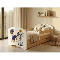 Happy Babies Juniorbett 140x70 cm "Happy" inkl. Bettkasten | Kinderbett mit Rausfallschutz | Nachbildung Helle Birne für Kinderzimmer, Sicherheits