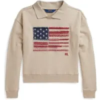 Ralph Lauren für Mädchen. 313B19952001 Sweatshirt Flagge beige ((M) 8/9años= 136/142cm), Lässig, Baumwolle, Langarm, Kinderbekleidung