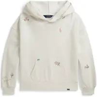 Ralph Lauren für Mädchen. 313B20044001 Sweatshirt mit Tasche weiß ((L) 10/11años= 144/154cm), Lässig, Baumwolle, Kinderbekleidung