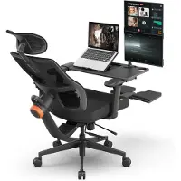 NEWTRAL MagicH-BP Ergonomischer Stuhl mit Fußstütze des Home Office Desk Chair mit Auto-Following Lendenwirbelstütze+AbnehmbareWorkstation Desktop