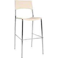 CLP Barhocker Genua Mit Kunststoffsitz Und Metallgestell In Chrom-Optik I Stapelbarer Bistrohocker Mit Fußstütze, Farbe: creme