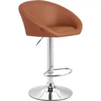 CLP Barhocker Miami V2 Mit Hochwertiger Polsterung Und Kunstlederbezug I Höhenverstellbarer Und Drehbarer Barstuhl Mit Rückenlehne, Farbe: hellbraun