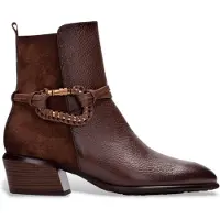 Hispanitas für Damen. PHI254297 Braune Verona Lederstiefeletten (42), 3 bis 5 cm, Reißverschluss, Lässig