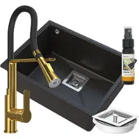 Granitan - Granitspüle - Küchenspüle - 55 cm - Gold - Unterbau - NAPO