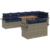 vidaXL Garten-Sofa-Set 9 stk. Grau und Marineblau