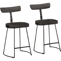 vidaXL Barhocker 2 Stk. Schwarz 49x43x79 cm Mango Massivholz