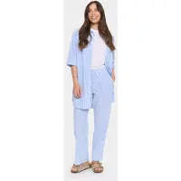 St. Tropez Stoffhose SAINT TROPEZ "Damen Casual Hose ElmikoSZ", Damen, Gr. L, N-Gr, blau (chambray blau weiß stripe), Obermaterial: 100% Baumwolle CO., Hosen Stoffhose