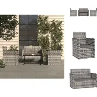 vidaXL 4-tlg. Garten-Lounge-Set mit Kissen Poly Rattan Grau - Gartenmöbel-Sets