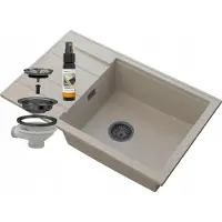 Granitan - Granitspüle - Küchenspüle - Beige - mit Abtropffläche - LOUIS