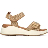 Carmela für Damen. 16326803-CAMEL Sandalen 163268 braun (37), Stoff, Wohnung, Klettverschluss, Lässig