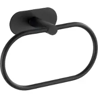 Wenko Handtuchring "Orea", schwarz, B:20,5cm H:12,5cm T:7,5cm, Edelstahl, Handtuchhalter, Handtuchring, aus Edelstahl, Befestigen ohne Bohren