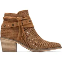 Refresh für Damen. 17518002-CAMEL Lederstiefeletten 175180 braun (37), 3 bis 5 cm, Wildleder, Reißverschluss, Lässig