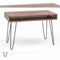 FineBuy Massiver Schreibtisch HARLEM Sheesham Massiv Holz 110 x 60 x 76 cm mit Ablage Computertisch Massivholz mit Metall Beinen Design Holz PC Tisch