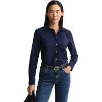 Gant für Damen. 4300486 Slim Fit Hemd aus marineblauem Popeline (34), Lässig, Baumwolle, Klassisch, Langarm
