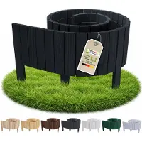 Pemicont Floranica Beetumrandung Holz 10 cm hoch x 200 cm, Schwarz – gerade Oberkante, Rollborder aus Kiefernholz, Beetbegrenzung