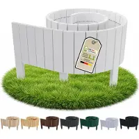 Pemicont Floranica Beetumrandung Holz 10 cm hoch x 200 cm, Weiß – gerade Oberkante, Rollborder aus Kiefernholz, Beetbegrenzung