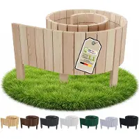 Pemicont Floranica Beetumrandung Holz 40 cm hoch x 200 cm, Unbehandelt – gerade Oberkante, Rollborder aus Kiefernholz, Palisade