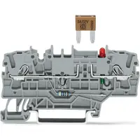 Wago 2002-1981/1000-434 2-Leiter-Sicherungsklemme,für Kfz-Mini-Flachsicherungen,mit Prüfmöglichkeit,grau 200219811000434 - 50 Stück