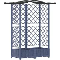 vidaXL Hochbeet mit Rankgitter und Dach Grau 124 x 40 x 123 cm PP