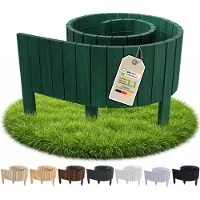 Pemicont Floranica Beetumrandung Holz 10 cm hoch x 200 cm, Grün – gerade Oberkante, Rollborder aus Kiefernholz, Beetbegrenzung