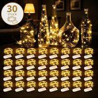 Feilicious 30 Stück LED Mini-Lichterkette – 2 Meter lang mit 20 LEDs, warmweiß, batteriebetrieben, Kupferdraht, E0217